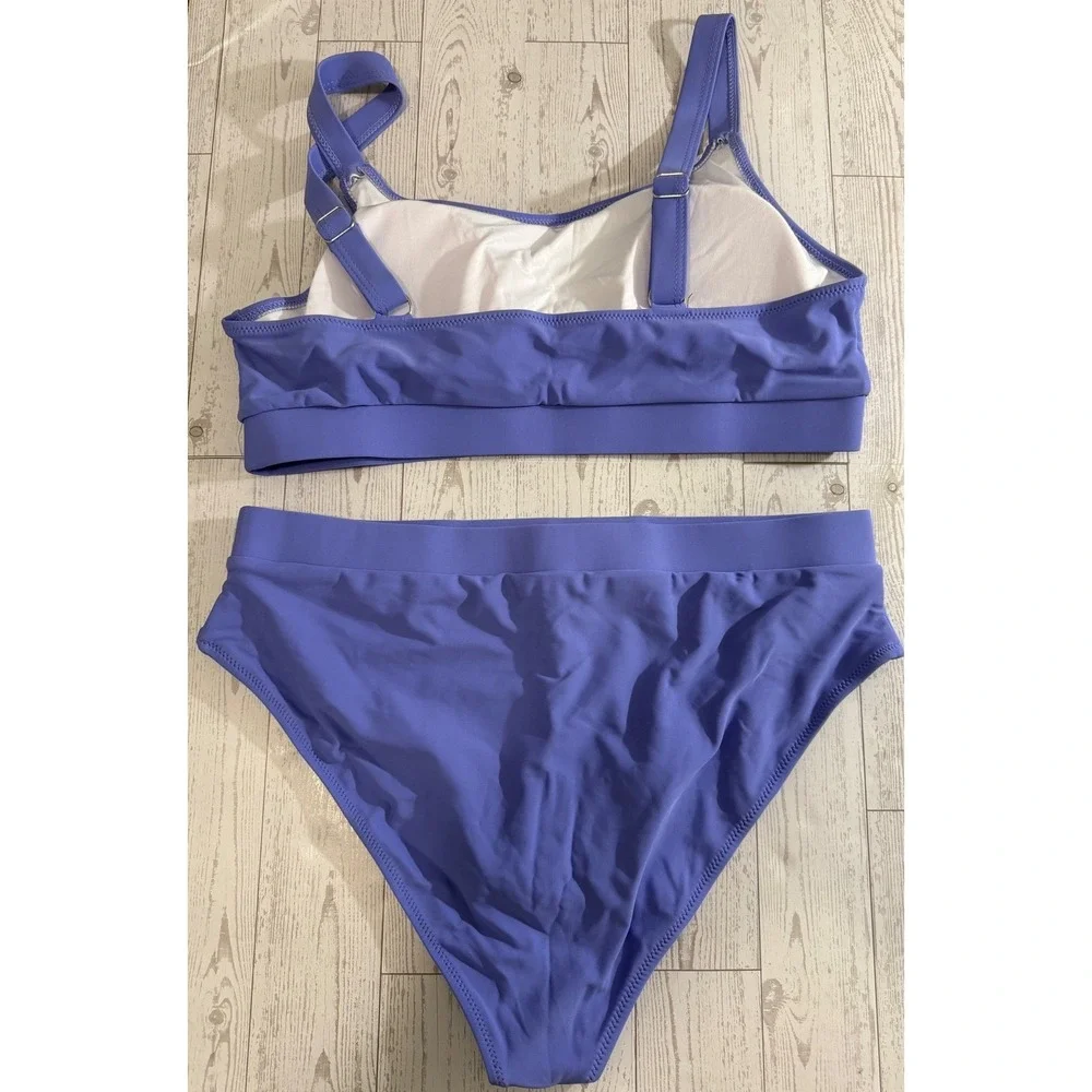 ZINPRETTY XL Purple High Waist Bikini Swimsuit‎